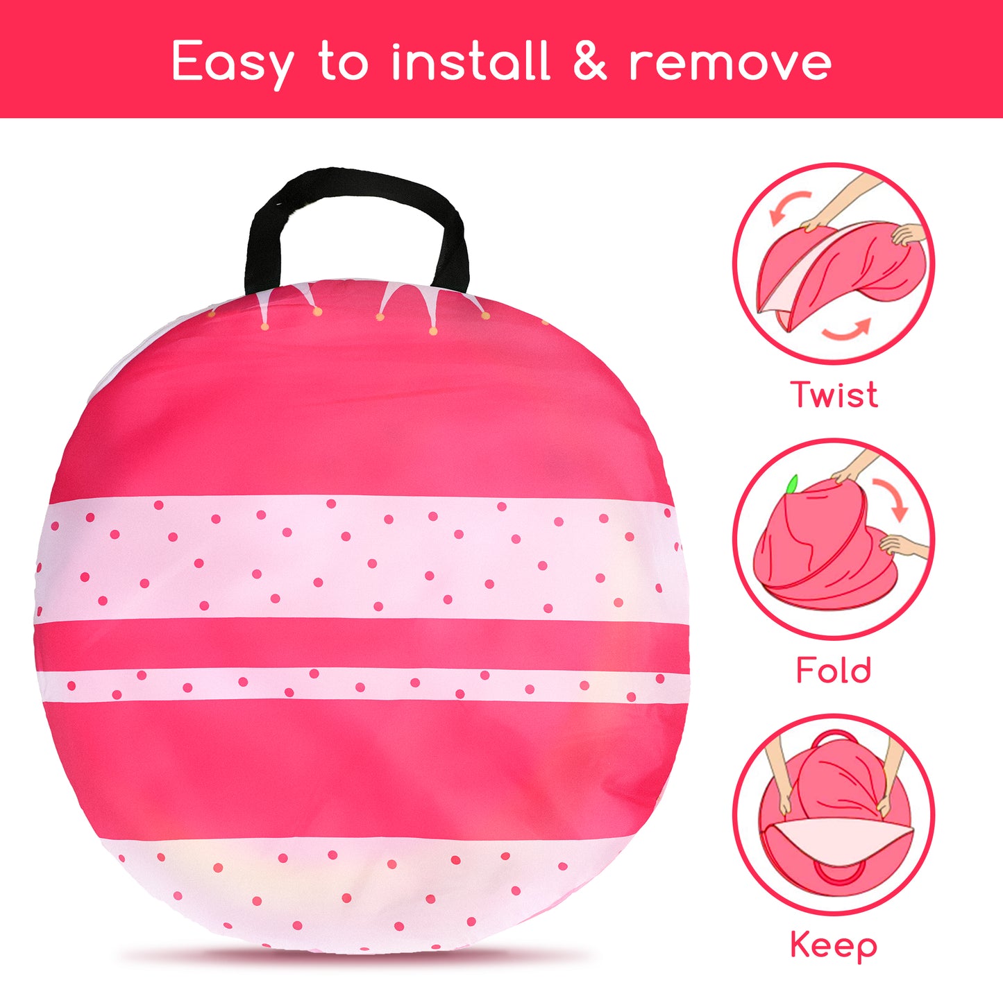 Princess Castle Pop Up Play Tent, Indoor & Outdoor Kids Playhouse, Conveniently Fold into A Carrying Case, Kids Tent Toy Gift for Girls Boys Age 3-12