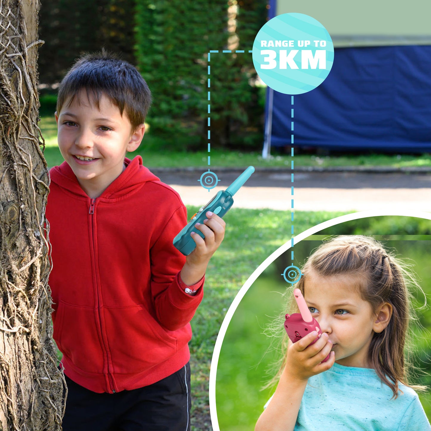 2 Packs Walkie Talkies for Kids, 3 KMs Range, with 3 Changing Voice, Outside Gift Toys for Age 3 up Boy and Girls to Hiking, Camping, Outdoor Toys Christmas Gift for Kids 3+