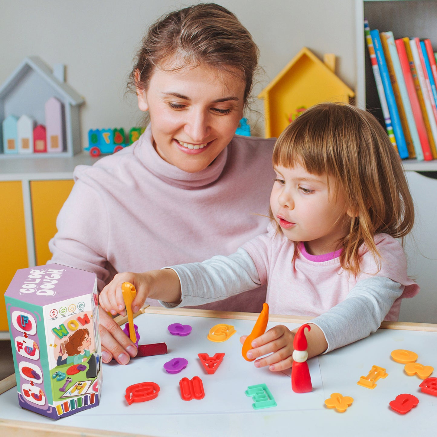 49-Piece Toddler Color Dough Tool Kit & Clay Party Pack w Letters and Numbers – Colorful Cutters, Molds, Rollers & Play Accessories, Birthday Christmas Gift for Boys Girls 3+