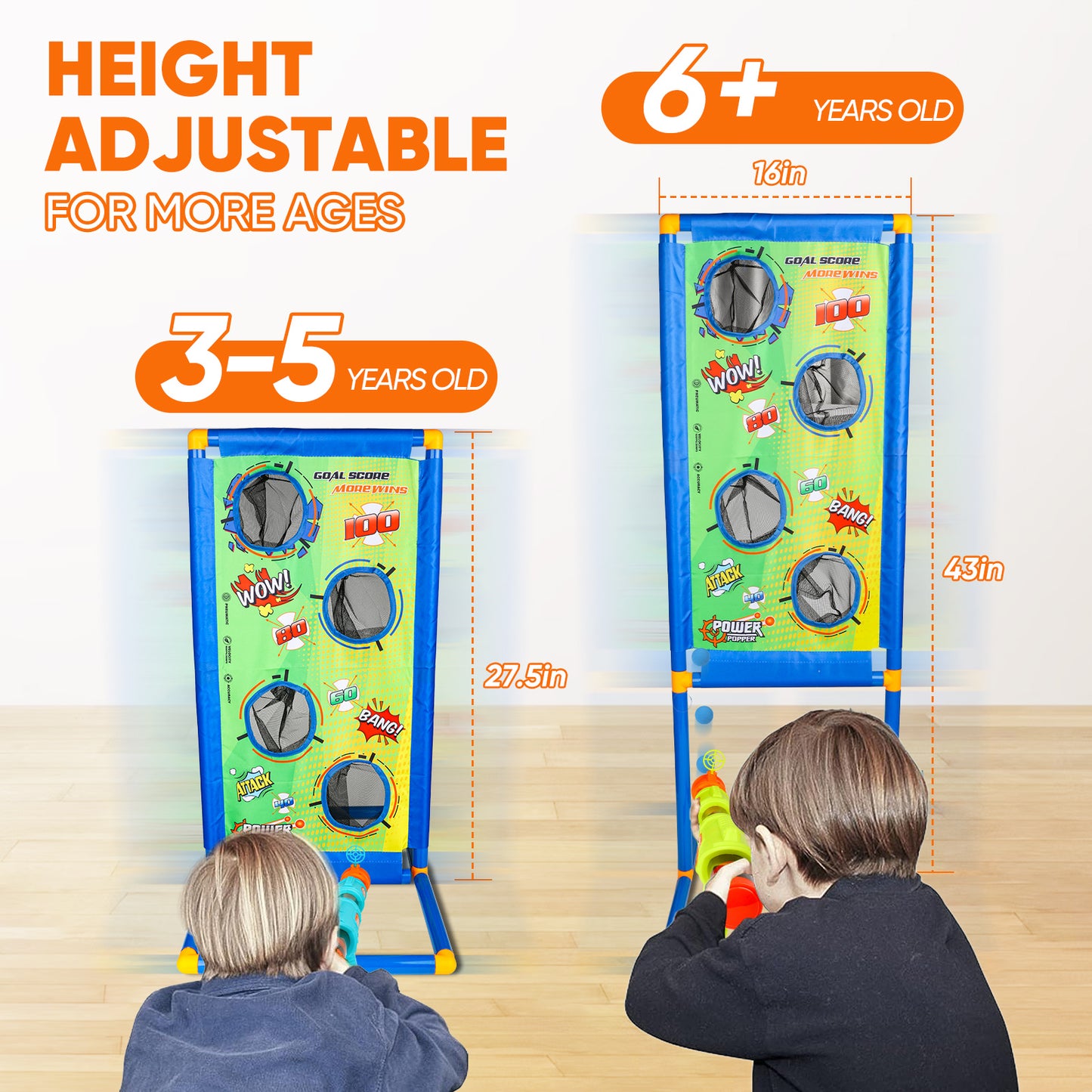 Shooting Game Toy for Kids - 2 in 1 Foam Ball Popper Toy Boys - Indoor Outdoor Shooting Target 48 Foam - Birthday Christmas Toys Age 4 5 6 7 8 9 10+ Year Old - Compatible with Nerf Toy