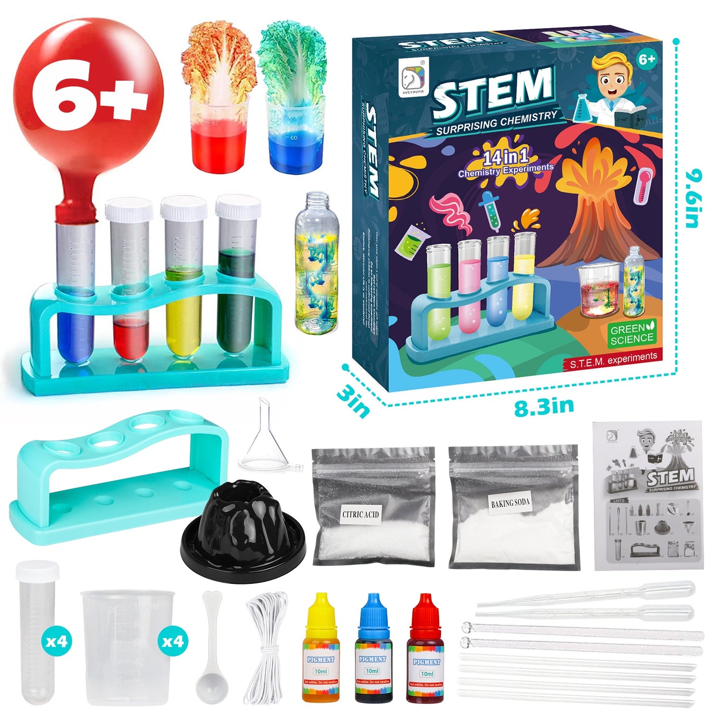 Science Kits for Kids, 14 Lab Experiments, Education Volcano Science Kit, Chemistry Lab Scientific Tools,Chemistry Set for Kids 5-10
