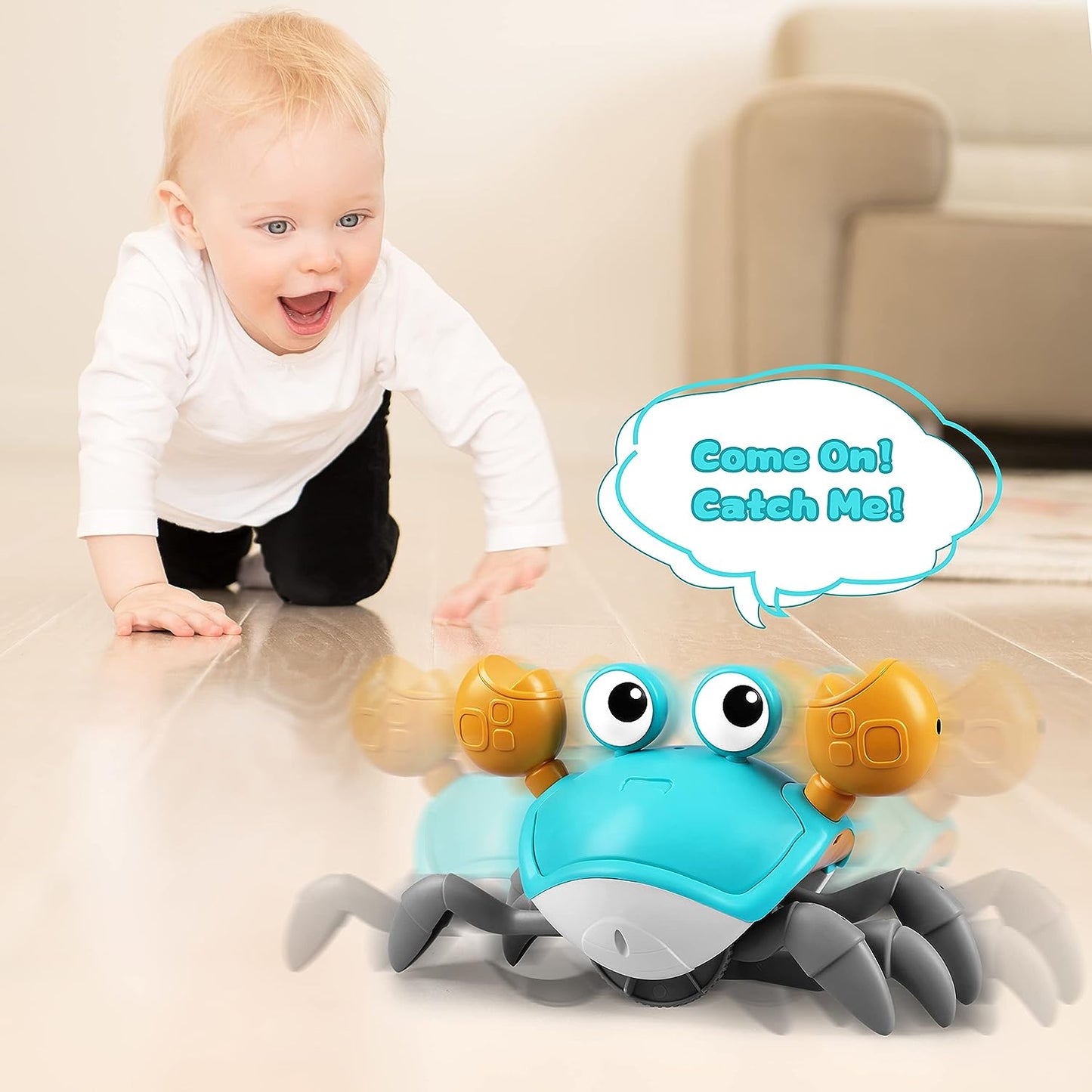 Baby Escape Crawling Crab Interactive Learning Toys, Infant Toys with Musical Moving Sensory Induction Crabs for Toddler