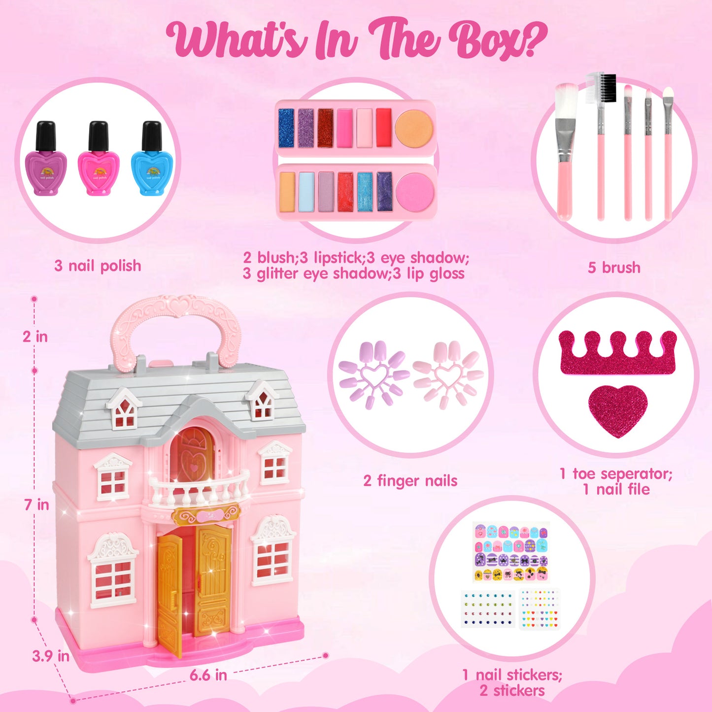 Huge Wave Kids Makeup Set for Girl, Washable Little Girls Makeup Toy, Princess Make up Castle Set Toy, Christmas & Birthday Gift Age 3 4 5 6 7 8 9+ Year Old Kids Toddler Gifts