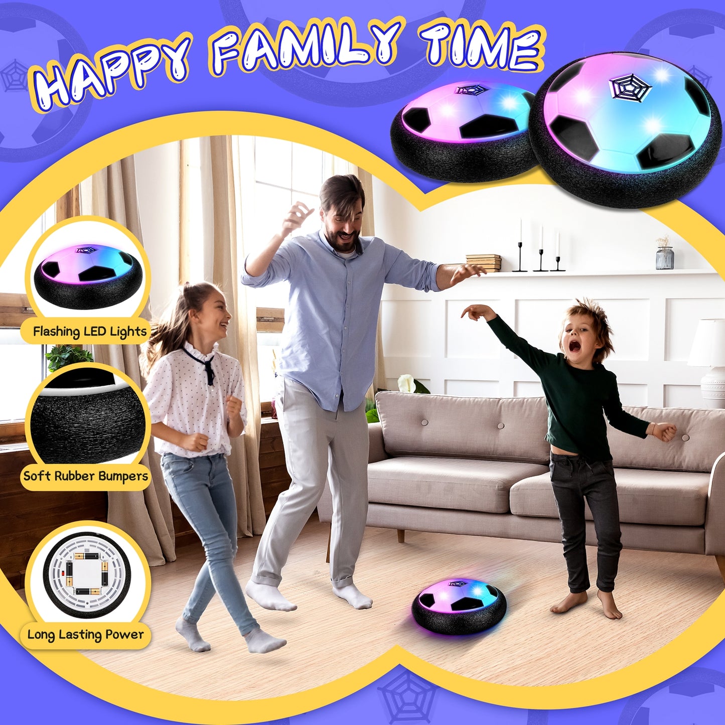 Hover Soccer Ball Toys for Boys & Girls, LED Soccer Ball with Foam Bumpers Indoor/Outdoor Games for Kids