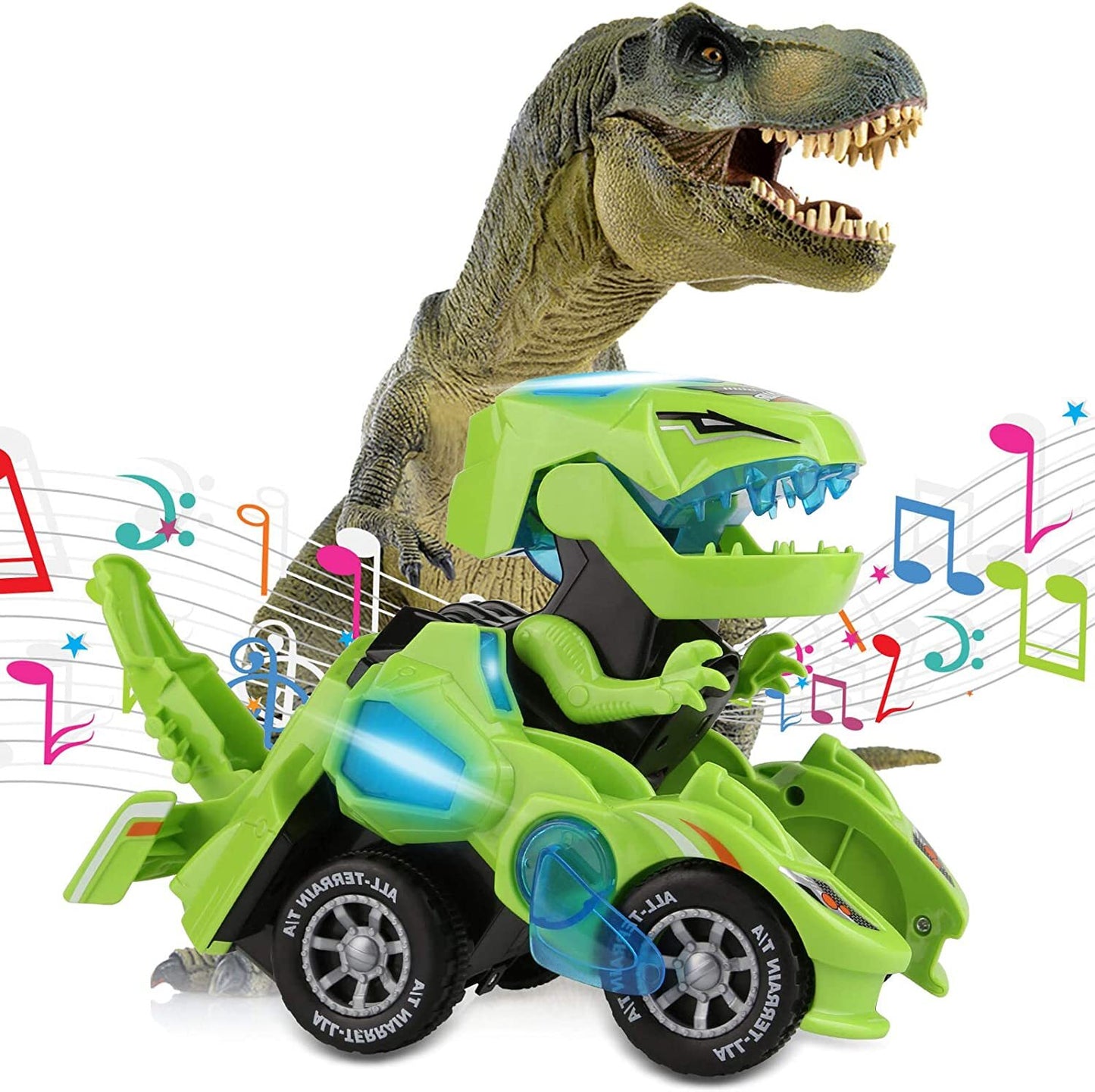 Transforming Dinosaur Car Toys,2 in 1 Automatic Dinosaur Transform Car Toy,Dinosaur Transformer Toy for Kids 3 Year Old and Up