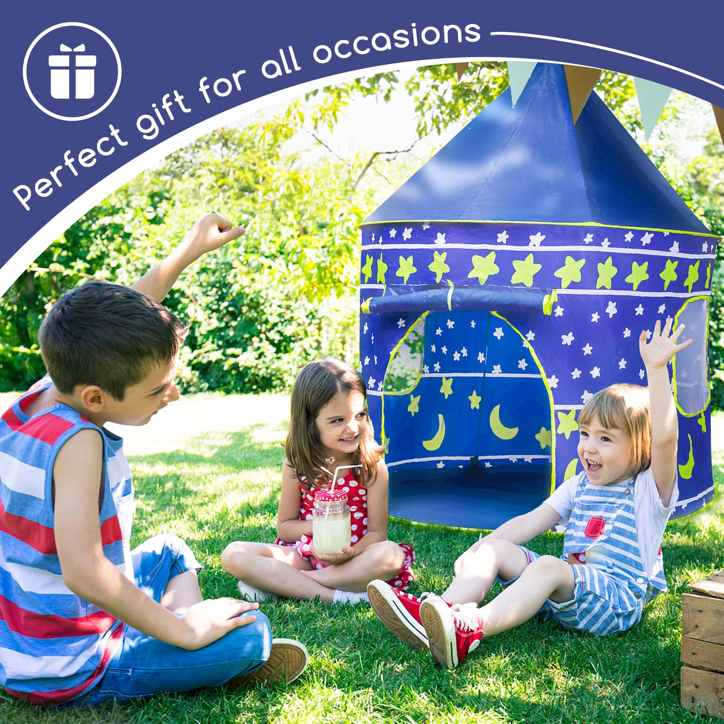 Tent for Kids, Fodlable Pop Up Play Tent, Indoor & Outdoor Large Kids Playhouse, Conveniently Fold into A Carrying Case