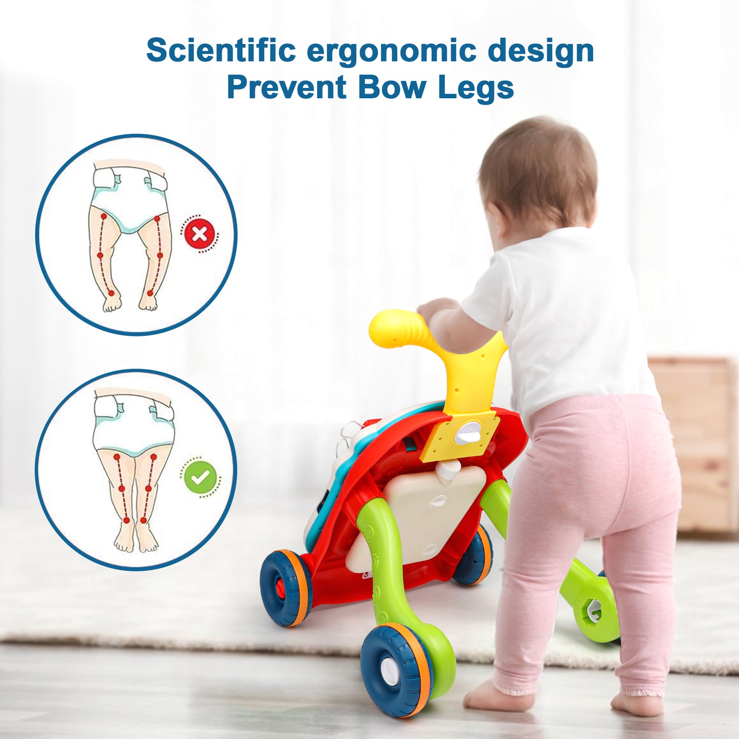 Multifunctional Sit-to-Stand Baby Walker for Baby, Early Educational Learning Toy and Activity Center for Boys and Girls-Red, Christmas Gift for Toddlers Boys Girls Birthday