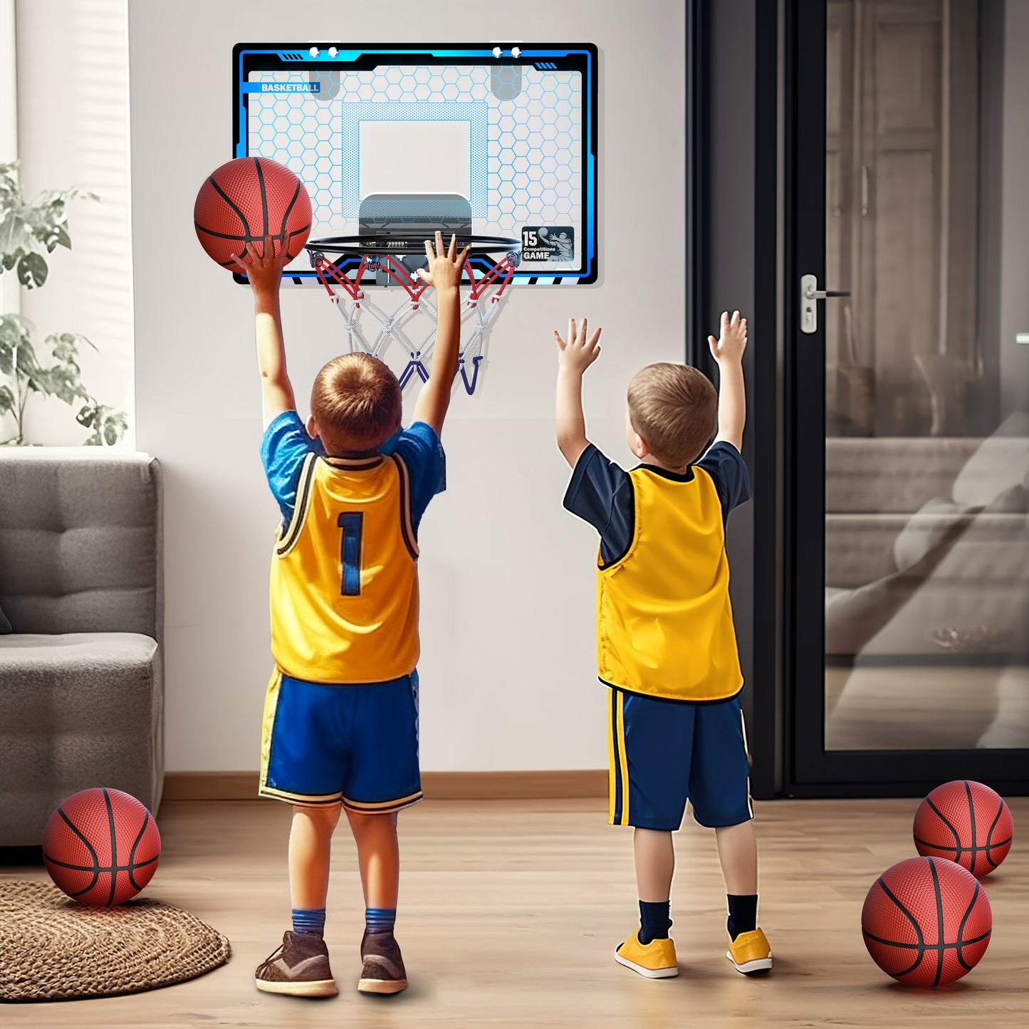 Kids Basketball Hoops, Mini Basketball Toys for Kids, Indoor Play Basketball Games, Birthday Christmas Gifts for Boys Ages 3 4 5 6 7 8.