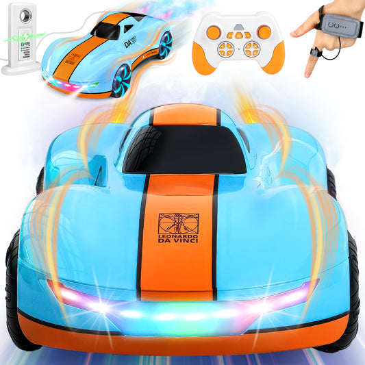 High Speed RC Car for Boys 4-12, 2.4GHz Drift Remote Control Car with Charging Station, Change Light, Dual Spray, 360° Rotate, Birthday Gifts for Kids, Blue