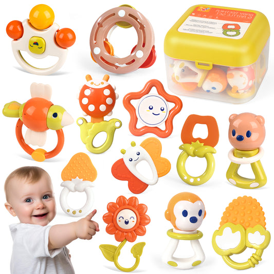 Huge Wave Baby Rattle Toys, Early Educational Infant Teething Toys, Hand Grasping Bell Ball Fitness Newborn Boys Girls 0 3 6 12