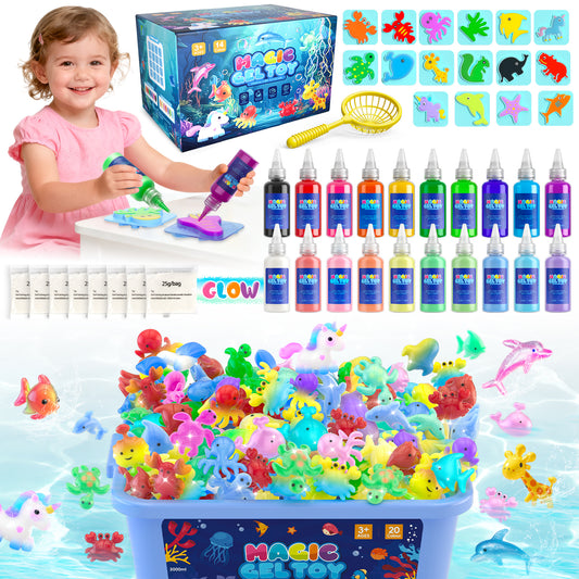 20 Colors Magic Fairy Water Gel Toy Kit for Kids, Creative Water Gel Kit with 20 Magic Gels & 8 Molds, STEM Birthday Gift for Girls Ages 3-8