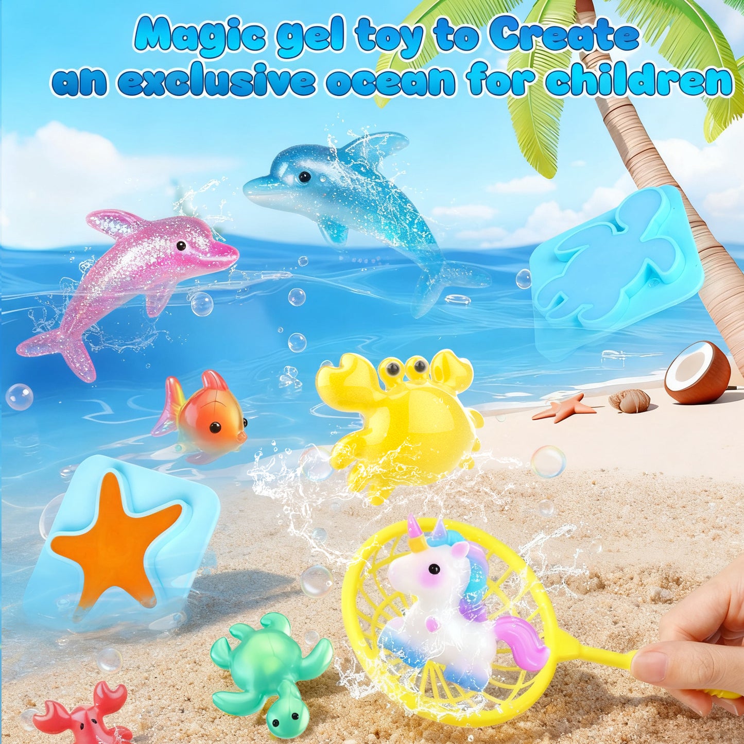 20 Colors Magic Fairy Water Gel Toy Kit for Kids, Creative Water Gel Kit with 20 Magic Gels & 8 Molds, STEM Birthday Gift for Girls Ages 3-8