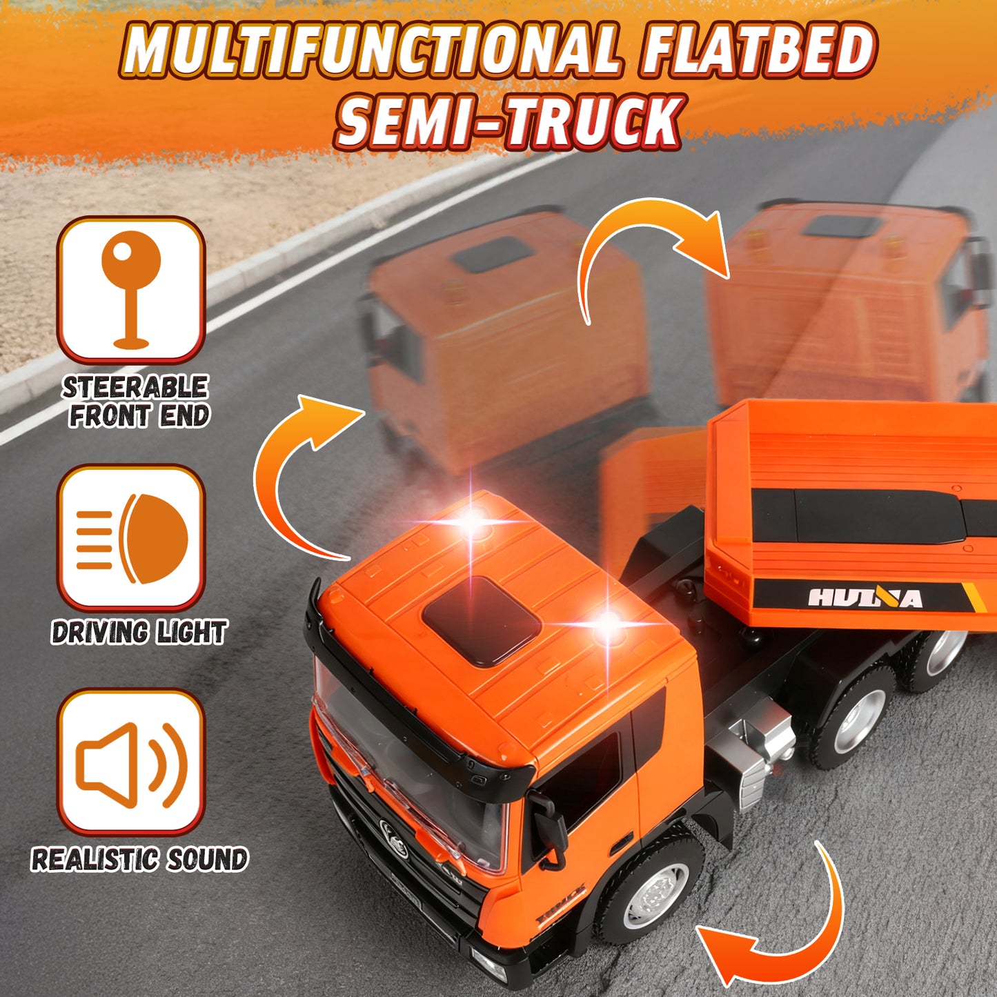 33Inch 2 in 1 RC Excavator & Flatbed Truck Toys, 1:18 Engineering Remote Control Flatbed Truck with Light and Sound, Birthday Gift for Kids Boys 4-8 Years