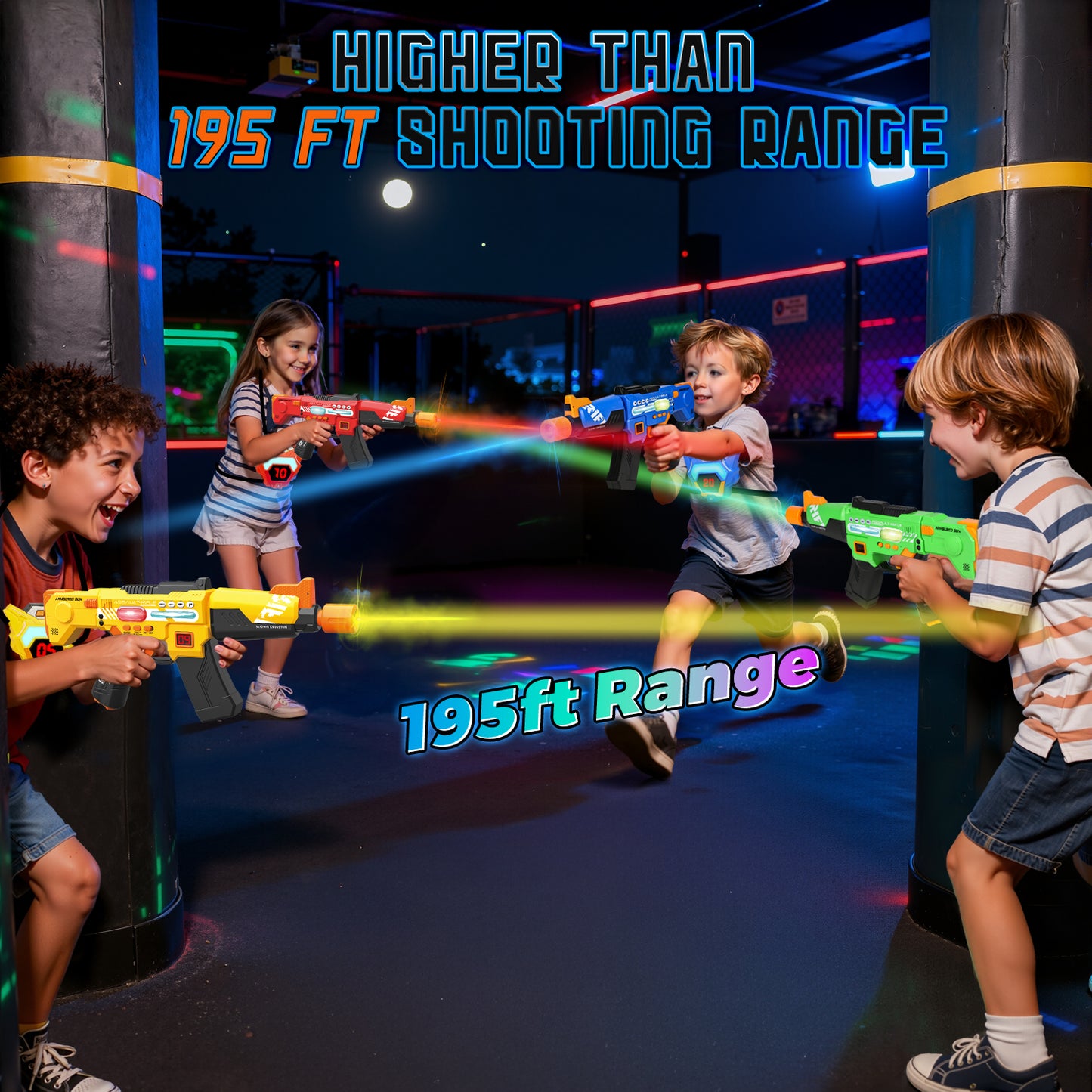 Rechargeable Shooting Tag Set of 4, with LED Digital Multi-Functional Vests, Family Games Group Activity, Birthday Gifts Toys for Kids Boys Girls 8-12 Years
