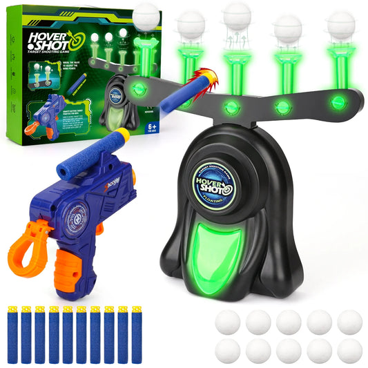 Hover Shot Floating Target Games for Kids, Glow in the Dark Boy Toys Foam Dart, 12 Soft Balls, Ideal Christmas Birthday Gifts for Boys 6 7 8 9 11 12+