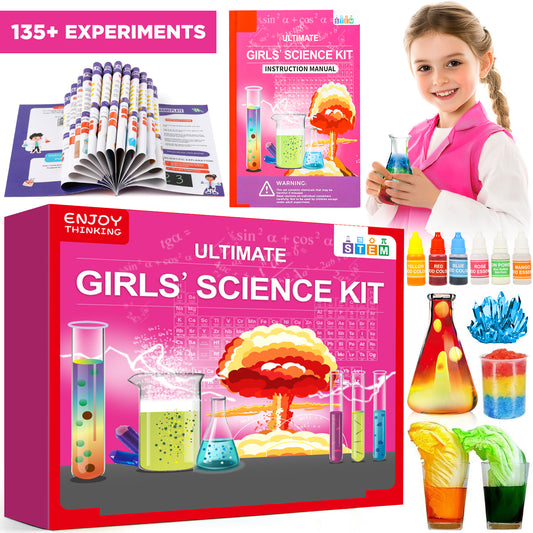 Huge Wave 135+ Science Kit for Kids, STEM Educational Experiments Toys, Birthday Gift Ideas for Boys & Girls 8+ Years Old (Pink)