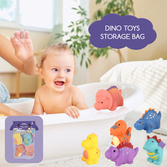 Dinosaur Toy Baby Bath Toys for 0-3 Years Old Babies Toddlers , 6 Packs Bathtub Toy Set for Boys Girls