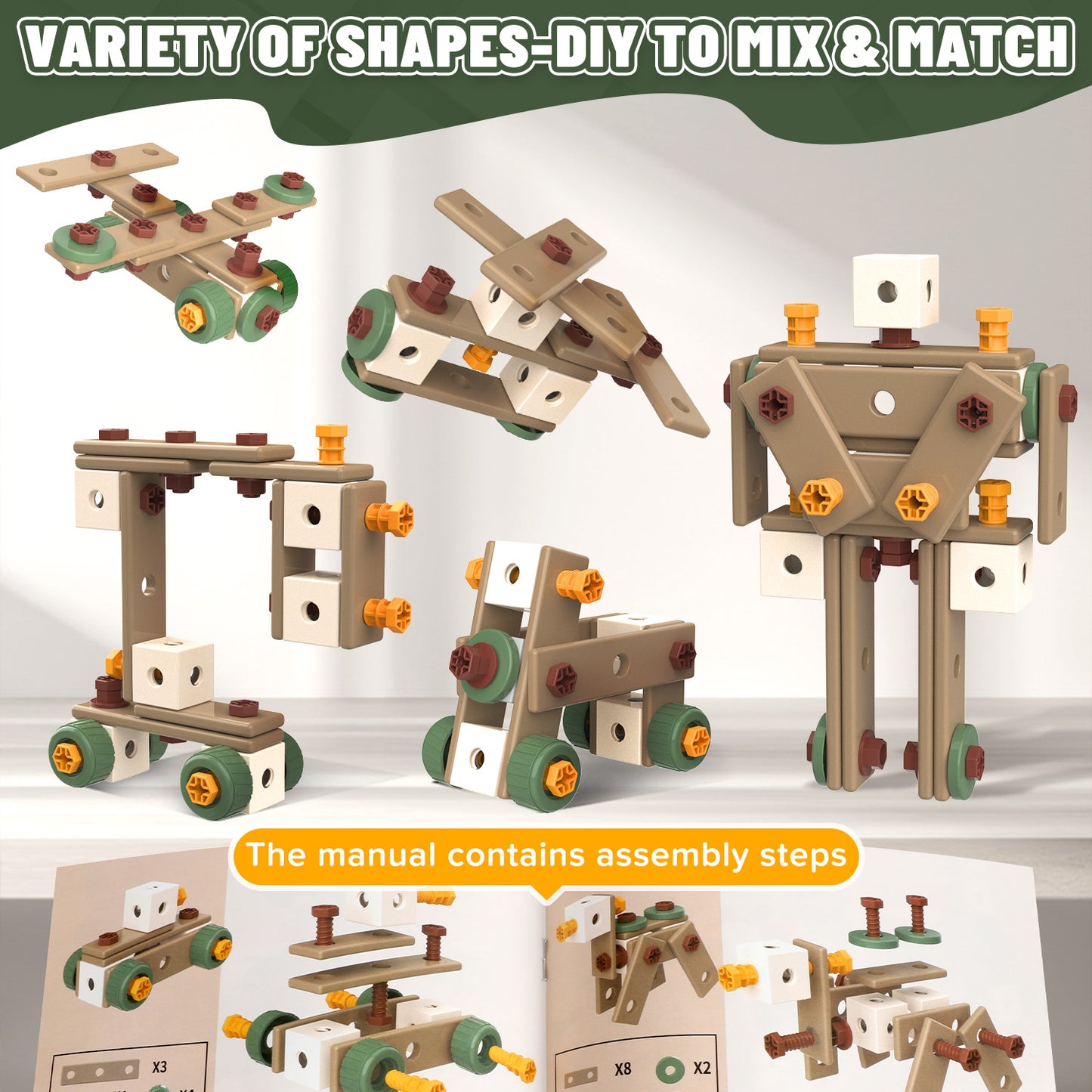 135PCS Kids Tool Set with Drill, Toddler Construction Tool Set with Toolbox, STEM Montessori Toys, Birthday Gift for Boys Girls Ages 2-6
