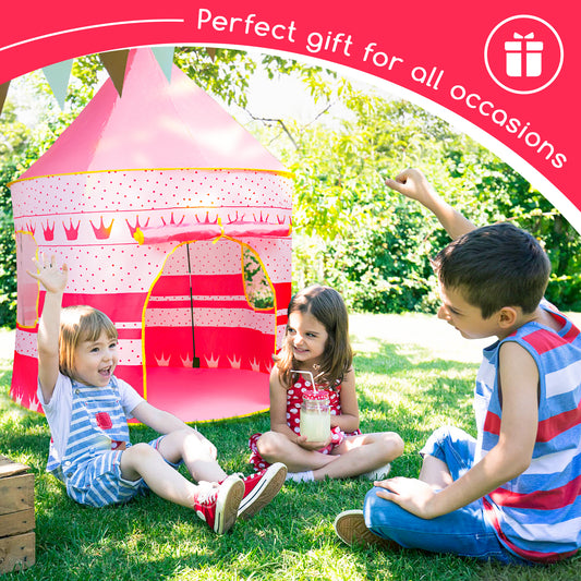 Princess Castle Pop Up Play Tent, Indoor & Outdoor Kids Playhouse, Conveniently Fold into A Carrying Case, Kids Tent Toy Gift for Girls Boys Age 3-12