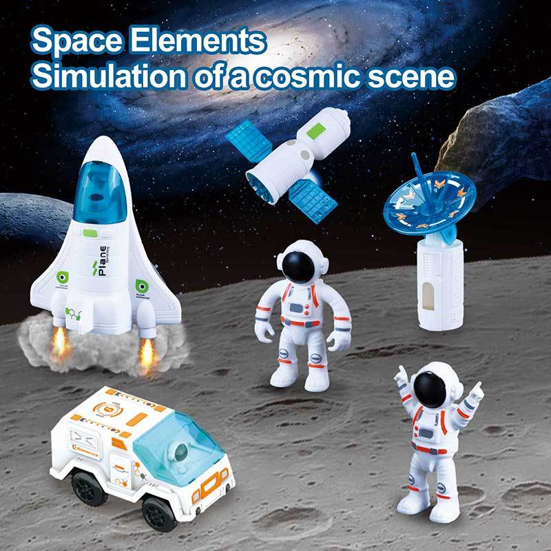 Huge Wave Space Toys Race Car Track Set for Kids, 242pcs Space Vehicle Flexible Track STEM Set, with Rocket Satellite, Christmas Gift for Boys Girls Aged 3-12