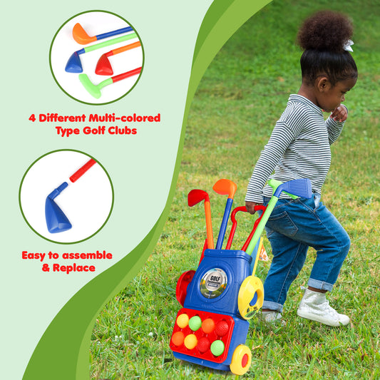 Toddler Golf Toy Set with 4 Colorful Golf Sticks, 8 Balls and 2 Practice Holes - Kids Golf Club Set and Sports Toys - Fun Birthday Christmas Gifts for Boys and Girls Aged 3-6 Years Old