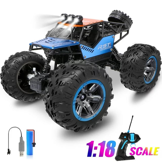 1:18 Remote Control Cars, Rechargeable All Terrain Metal Shell 4X4 Off-Road Vehicle Monster Truck, High Speed 2.4 GHz RC Car Boys Birthday Christmas Gift for Kids 6+ & Adults