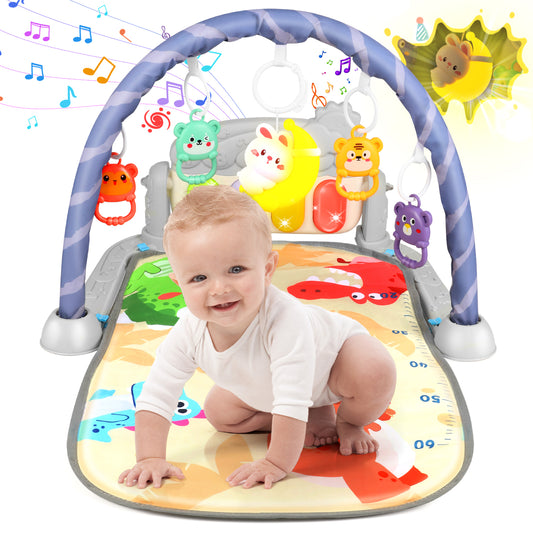 Baby Play Mat for 0-6+ Months, Baby Play Gym Tummy Time, Activity Mat Musical Foot Piano for Learning Sensory Toys, Christmas Birthday Newborn Gifts for Boys Girls