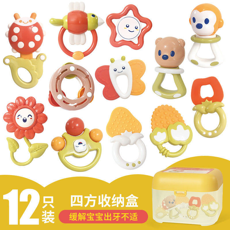 Huge Wave Baby Rattle Toys, Early Educational Infant Teething Toys, Hand Grasping Bell Ball Fitness Newborn Boys Girls 0 3 6 12