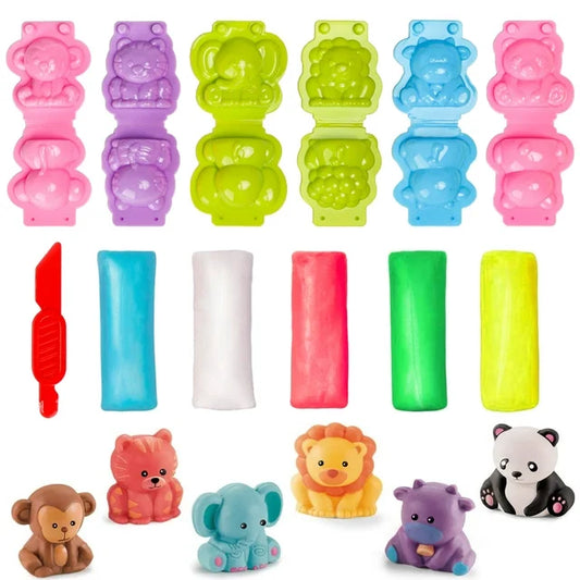 Color Play Dough Jungle World Clay, Education Learning Toys Animals Play Dough Set, Christmas Gift Sets for Kids