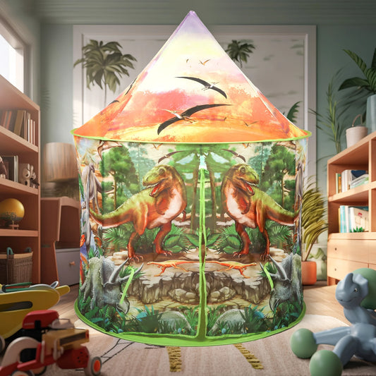 Dinosaur Play Tent, Imaginative Jurassic Adventure, Portable and Foldable Design, Suitable for Indoor and Outdoor Use, Ideal Birthday Christmas Gift for Kids 3 4 5 6 8 Boys&Girls