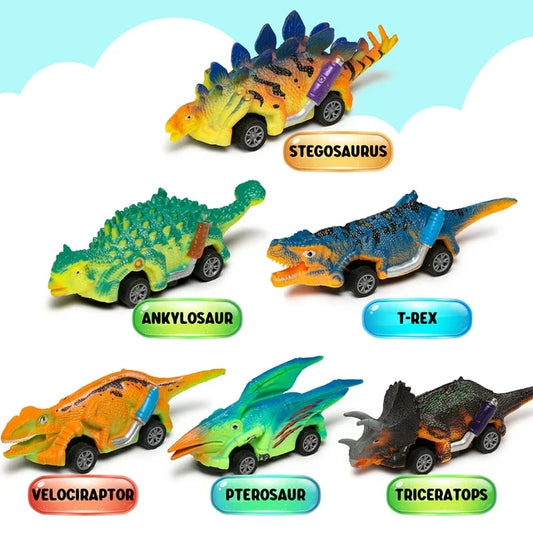 Dinosaur Toys for Boys Kids 3 4 5 6 Years Old, Dinosaur Pull Back Car Birthday Christmas Gift for Kids Boys, 6Pcs.
