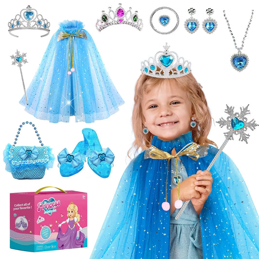 Frozen Princess Girls Dress-up Set for Kids, Little Girls’ Princess Toys for Ages 3 4 5 6 7 Year Old.