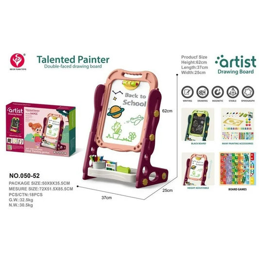 Huge Wave Kids Easel, Double-sided Drawing Board, Birthday Gift for Toddler Girls 3 4 5 6 Years.