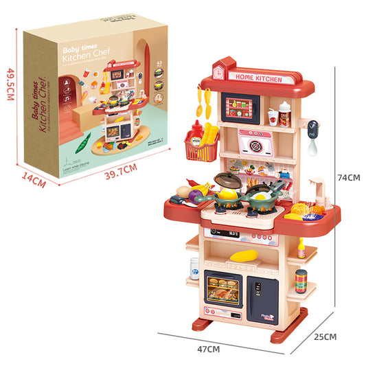 Huge Wave Kids Pretend Play Kitchen Set, Kitchen Toys with Realistic Play Food and Kitchen Accessories, Pretend Kitchen Playset Gifts for Toddlers Girls