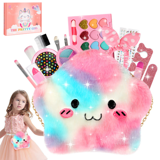 Kids Makeup Kit for Girl, Real Washable Makeup Set Toy for Little Girls, Princess Play Toys Christmas & Birthday Gift Age 3 4 5 6 7 8 9+ Year Old Kids Toddler Gifts