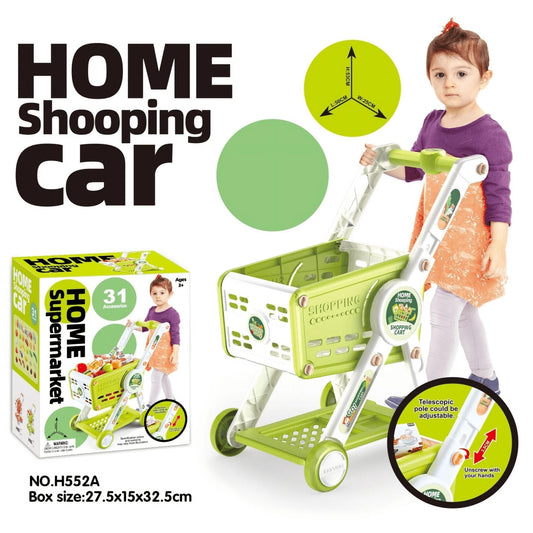 Huge Wave Kids Toy Shopping Cart, Pretend Play Shopping Cart Set with Food Toys and Accessories, Perfect for Ages 3+ Pretend Play and Role-Playing Games