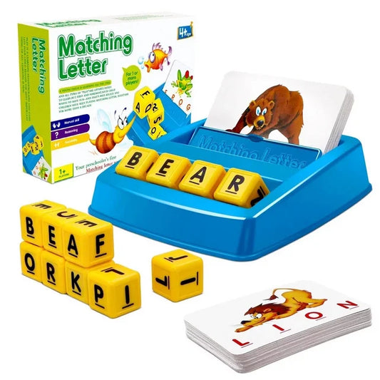 Matching Letter Game for Kids,2 in 1 Spelling & Reading w/ Card Preschool Learning Toys Gift for Toddlers Girls Boys Ages 2-8