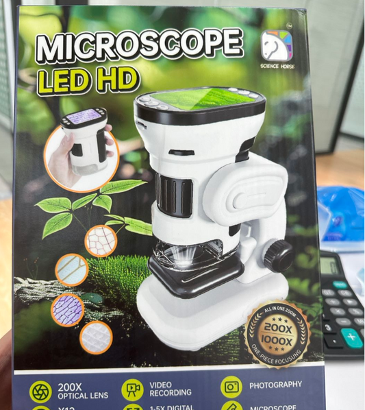 Huge Wave Microscope Kit for Kids, 200X-1000X Beginner Microscope STEM Kit for Children Student, Educational and Learning Toy Gift for Boys & Girls Age 6+