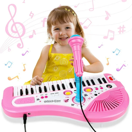 Pink Baby Piano Keyboard Toys for Kids, Musical Instrument for Toddlers Girls Boys Aged 4 5 6+
