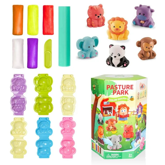 Play Dough Toys Set, Pasture Park Animal Color Playdough, STEM toy for Kids Toddlers, Christmas Birthday Gift for Boys Girls Age 3 4 5 6 Years Old