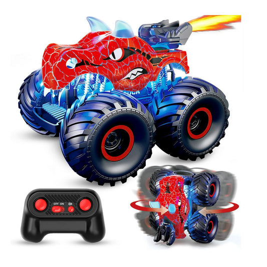 Remote Control Cars for Toddlersy, Red Dinosaur Remote Control Cars, Monster Truck Boys and Girls with Lights, Sounds and Sprays, Dinosaur Toys for Gifts, for 5 6 7 8