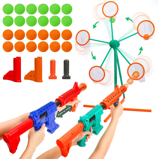 Shooting Targets Game for Kids, Large Moving Rotating Target with 2 Blaster & 24 Foam Balls for Nerf Popper, Outdoor Toys for Boys&Girls, Christmas Birthday Gifts for Boys 5 6 7 8 9 10+