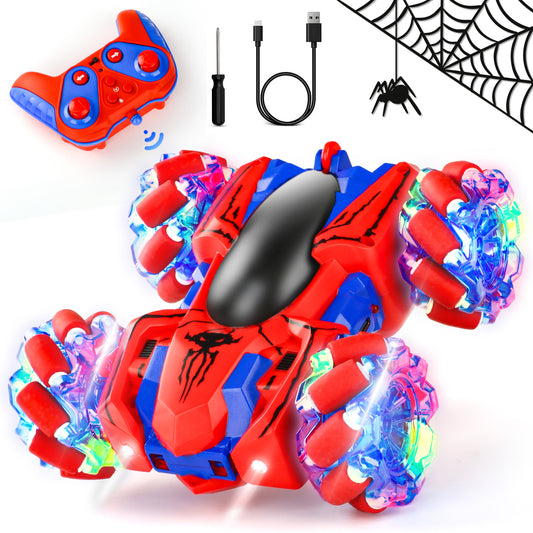 Spider Remote Control Car - Double Sided RC Stunt Car Outdoor Toys For Kids，360° Flip 4WD Rechargeable Race Car for 4 5 6 7 8 9 10 Girls Boys Birthday Easter Gifts