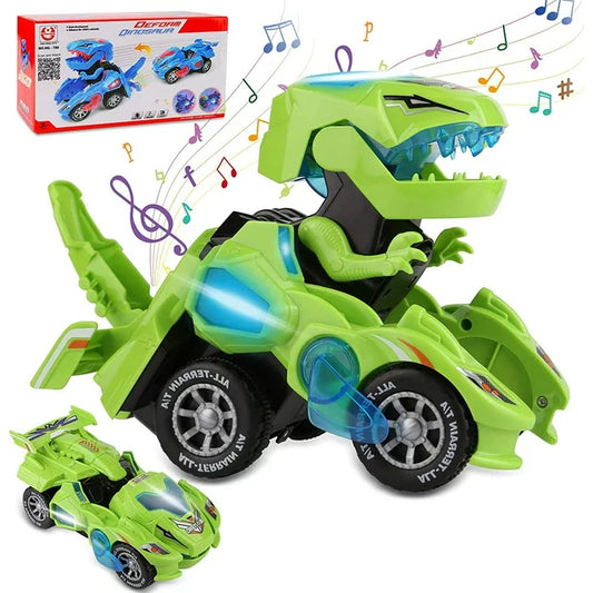 Transforming Dinosaur Car Toys,2 in 1 Automatic Dinosaur Transform Car Toy,Dinosaur Transformer Toy for Kids 3 Year Old and Up