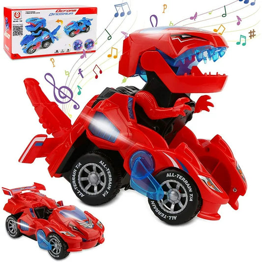 Transforming Dinosaur Car Toys,2 in 1 Automatic Dinosaur Transform Car Toy,Dinosaur Transformer Toy for Kids 3 Year Old and Up