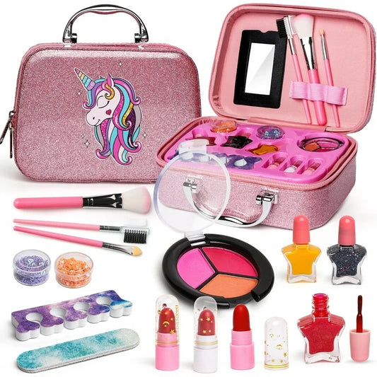 Washable Kids Makeup Kit for Girls, with Unicorn Makeup Bag, Birthday Christmas Toy for Girls Age 3 4 5 6 7 8 9 12 Year Old (15PCS)