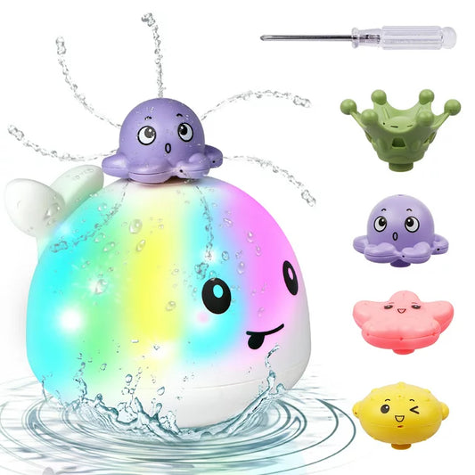 Waterproof Light-up Baby Bath Toy, with Smooth Design and Multiple Water Spraying Modes - White, Perfect for Baby Bathing, Birthday Christmas Gift for Baby Boys Girls
