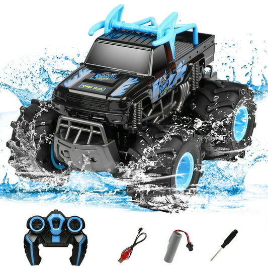 Huge Wave RC Car for Kids, 2.4GHz Remote Control Cars, 4WD Off-Road All Terrain RC Truck, Body Waterproofing Car Toy, Gifts for Boys/Girls Ages 6+