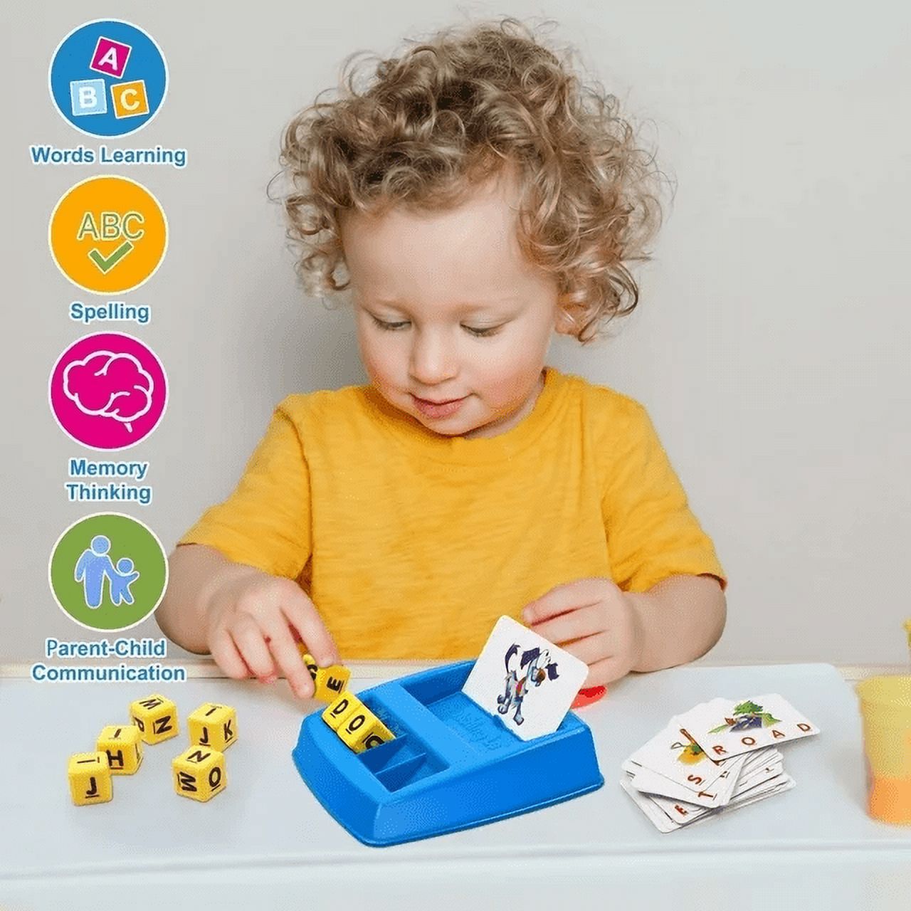 Matching Letter Game for Kids,2 in 1 Spelling & Reading w/ Card Preschool Learning Toys Gift for Toddlers Girls Boys Ages 2-8