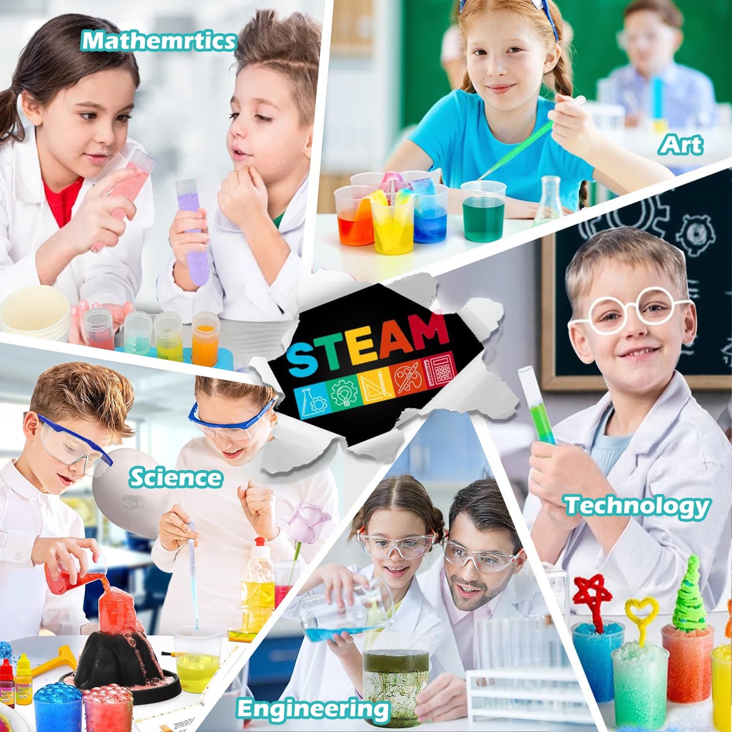 Science Kits for Kids, 14 Lab Experiments, Education Volcano Science Kit, Chemistry Lab Scientific Tools,Chemistry Set for Kids 5-10
